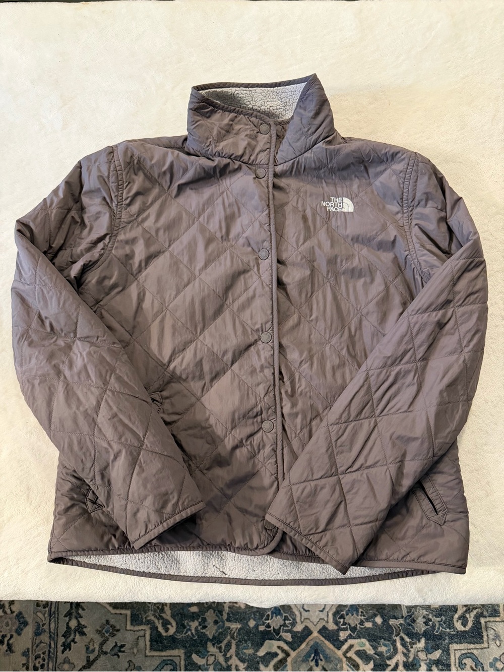 The North Face Sherpa-Lined Jacket in Light Gray and Brown